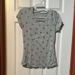 Green mushroom Print Women's Top